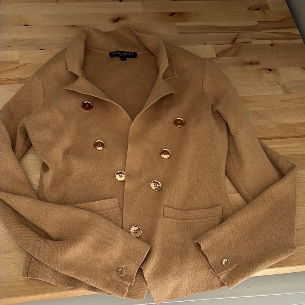 Central Park West Camel Double-Breasted soft Blazer